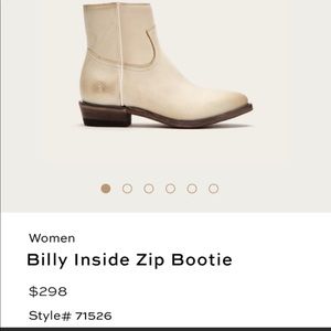 Frye billy inside zip bootie off white